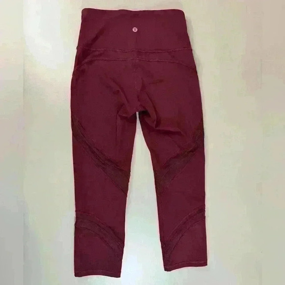 Lululemon Wunder Under High-Rise Crop 21" *Mesh Garnet Sz 4 Excellent Condition - Picture 8 of 12